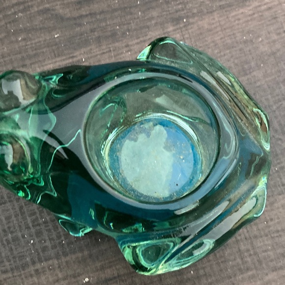 Green Glass Frog Sculpture Votive Tea light Holder - Picture 5 of 8